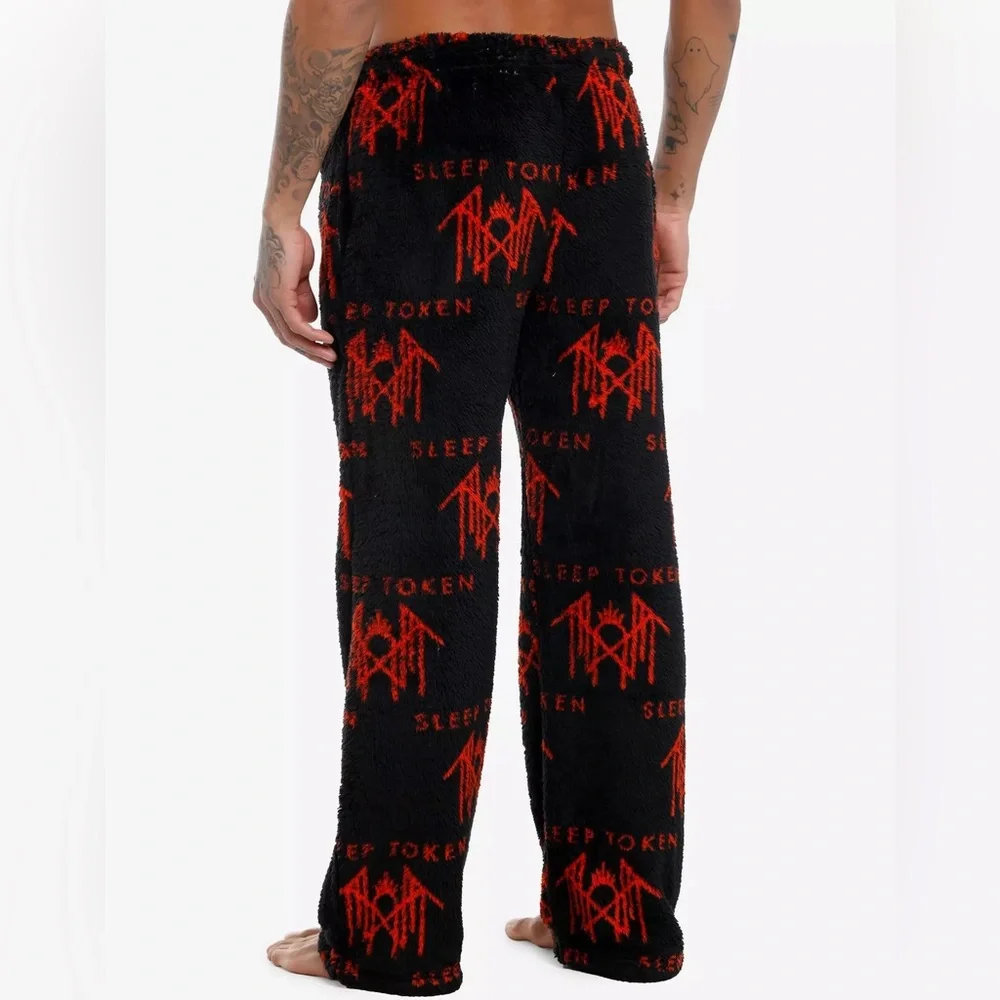 NWOT Unisex Sleep‎ Token Logo Fuzzy Pajama Pants Hot Topic - Picture 2 of 3